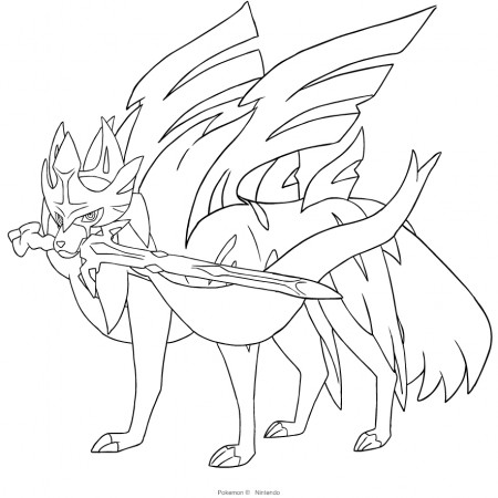 Zacian from the seventh generation of the Pokémon coloring page