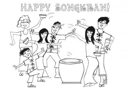 Free Songkran Coloring Pages by Nancy Chandler