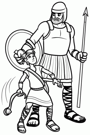 Small David versus Giant Goliath Coloring Page - Free & Printable ...