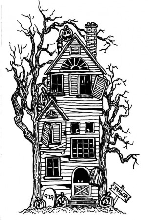 Big Castle Haunted House Coloring Pages | Coloring Sun