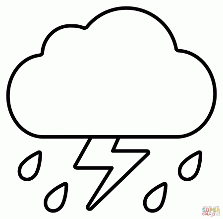 Cloud with Lightning and Rain Emoji coloring page | Free Printable Coloring  Pages