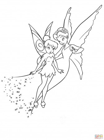 Shy Tinkerbell and Queen Clarion coloring page | Free Printable ...