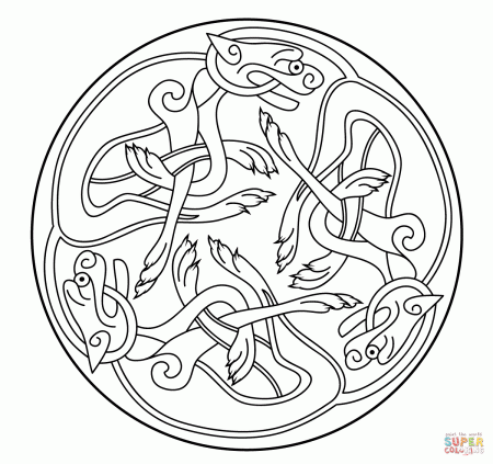 Celtic Ornament Design from Book of Kells coloring page | Free ...