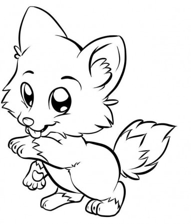 Cute White Fox Coloring Page