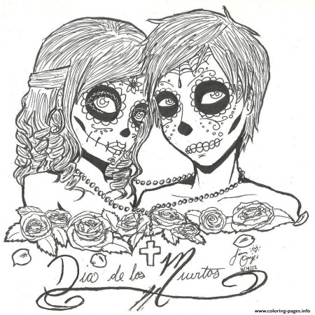 Print skull sugar couples love Coloring pages