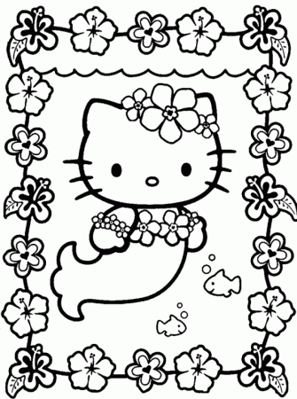 Hello Kitty Cute Mermaid Coloring Pages - Cartoon Coloring Pages ...