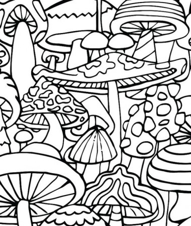 Trippy Mushrooms Coloring Page