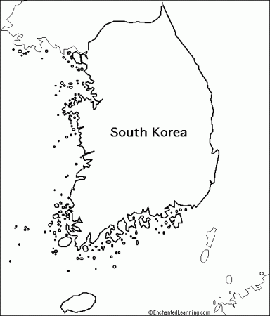 Outline Map South Korea - EnchantedLearning.com