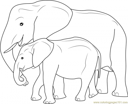 Mother and Baby Elephant Coloring Page - Free Elephant Coloring Pages :  ColoringPages101.com