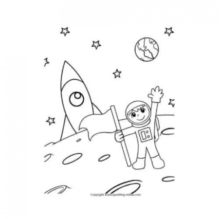 Astronaut in Outer Space Coloring Page - Sparkling Minds