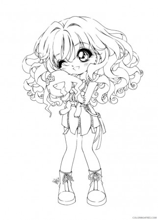 chibi girl coloring pages with her pet Coloring4free - Coloring4Free.com