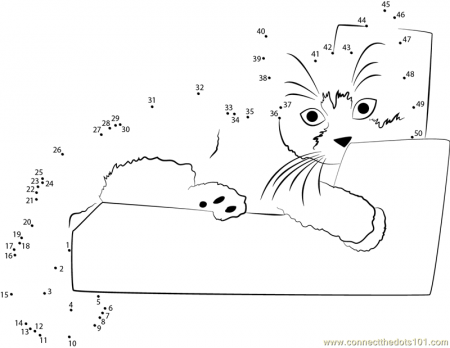 cat dot to dots | Connect the dots Turkish Van Cat worksheet, Dot to dots  page | Turkish van cats, Connect the dots, Dots