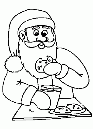 Santa eating cookies and milk | Santa coloring pages, Coloring pages,  Christmas tree drawing