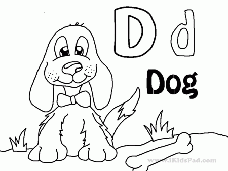 D for dog coloring pages