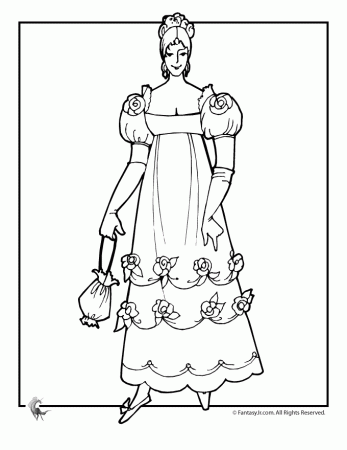 Victorian Doll with Purse Coloring Page | Woo! Jr. Kids Activities
