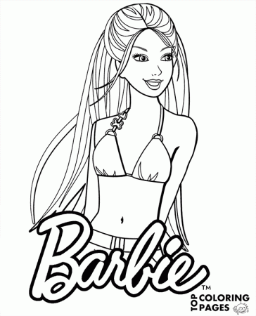 Barbie in a swimsuit printable coloring pages for girls