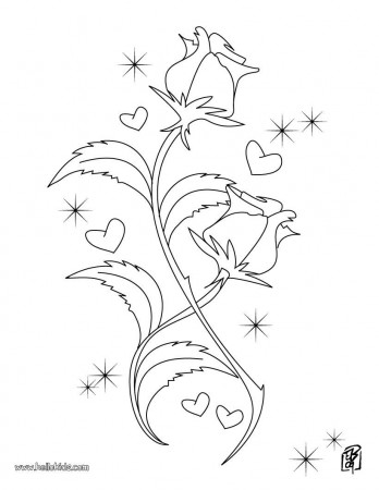 VALENTINE'S DAY coloring pages - Heart & roses bunch