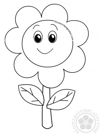 Happy face flower coloring pages for Kids | Flowers Templates