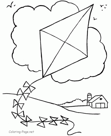 girl flying kite Colouring Pages (page 2)
