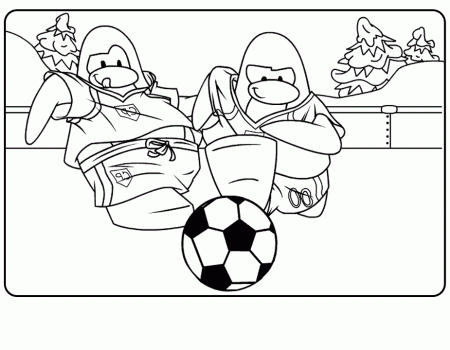 Penguins Playing Soccer Coloring Page | Kids Coloring Page