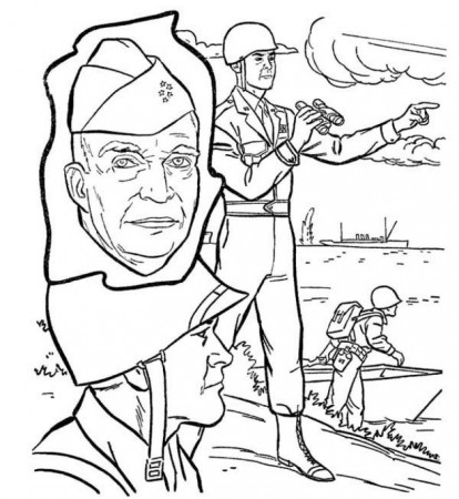 Dwight Eisenhower On Omaha Beach Veterans Day Coloring Page - Kids 