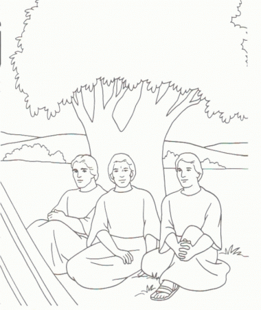 3 angels visit Abraham | Coloring pages
