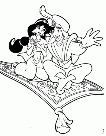 Disney Princesses - aladdin and jasmine colouring pages [spring 