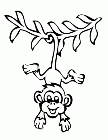 Smiling Hanging Monkey Coloring Pages - Animal Coloring Coloring 