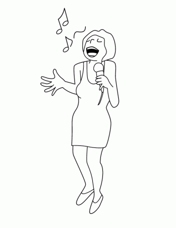 Coloring page of a woman singer | coloring pages