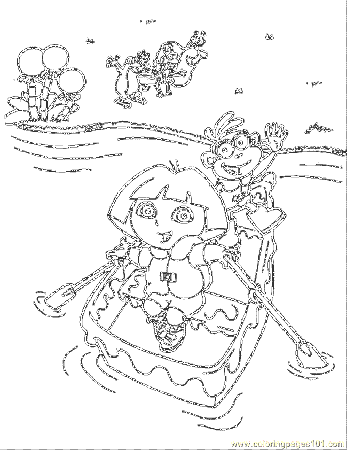 Coloring Pages Dora And Boots On A Boat (Cartoons > Dora the 
