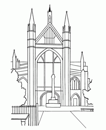 BlueBonkers - Medieval Churches Coloring Sheets - large city 
