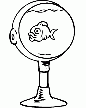 Goldfish Coloring Page | A Goldfish in an Unusual Bowl