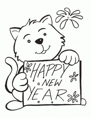Happy New Year buddy coloring page | Download Free Happy New Year 