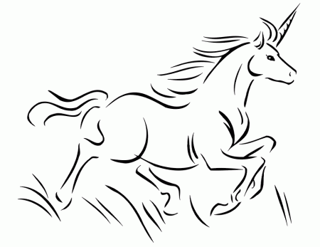 Unicorn Coloring Page | Unicorn Running In The Grass