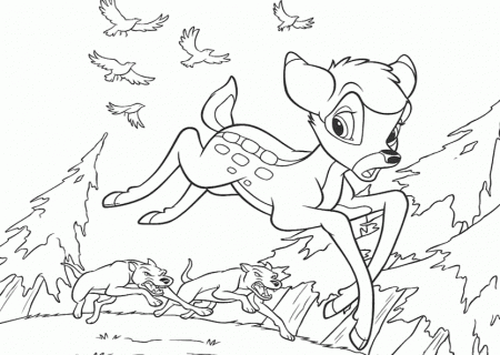 Bambi Ran Chased Savage Wolves Coloring Pages - Bambi Coloring 
