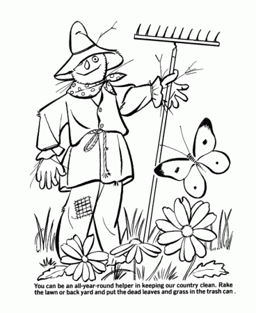 Earth Day Coloring Pages - Clean your yard | BlueBonkers - Earth 