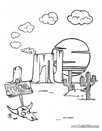 Desert Landscape And Animal Coloring Page For Kids Free Coloring 