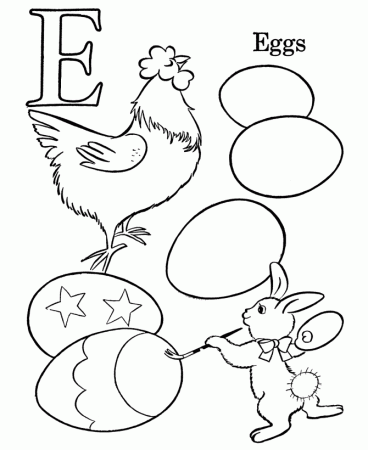 Easter Egg Coloring Pages | BlueBonkers - Letter E, for EGG 