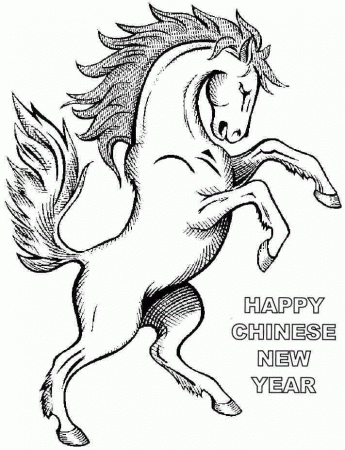 Coloring Pages 2014 Wooden Horse Chinese New Year Free Printable 