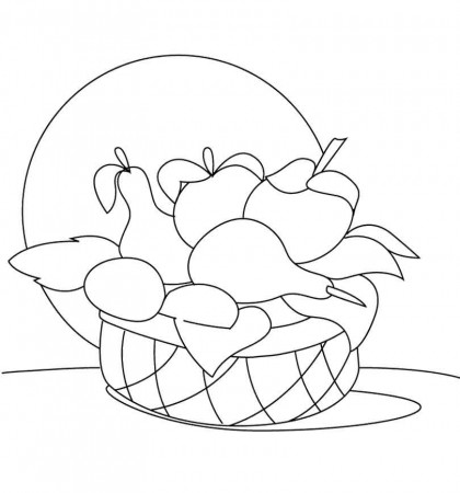 Fresh Fruit In A Small Cart Coloring Page For Kids - Fruit 