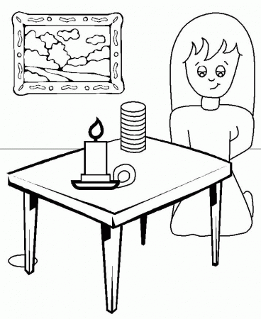 woman lost coin Colouring Pages