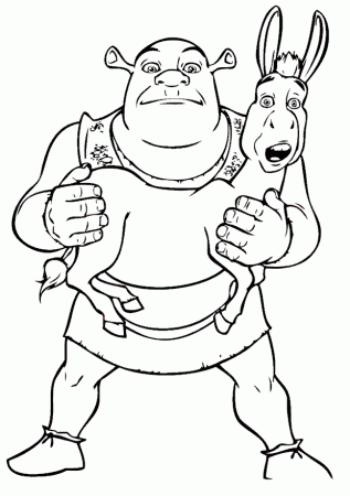 coloring books Shrek and a talking donkey to print and free download