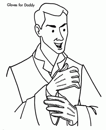 Christmas Morning Coloring Pages - Dad's new Gloves Christmas 