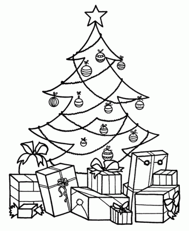 Christmas Morning Coloring Pages - Presents under the Tree 