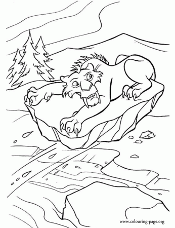 Ice Age - Diego afraid of water coloring page
