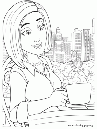 Bee Movie - Barry and Vanessa Bloome drinking coffee coloring page