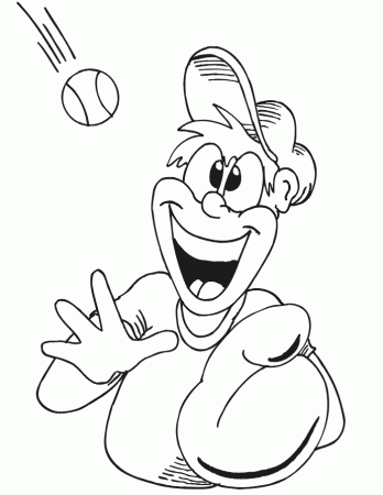 Printable Baseball Player Coloring Page | Player Making Catch