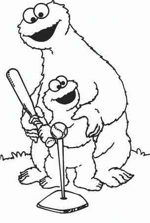Cookie Monster Coloring Pages : Cookie Monster Brushing Coloring 