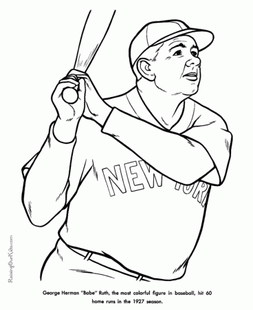 Babe Ruth coloring page - American history for kid 099