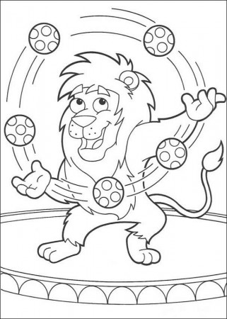 DORA THE EXPLORER coloring pages - Lion juggling with balloons